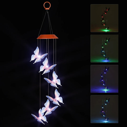 Solar Powered LED Wind Chime Light Hanging Color-Changing