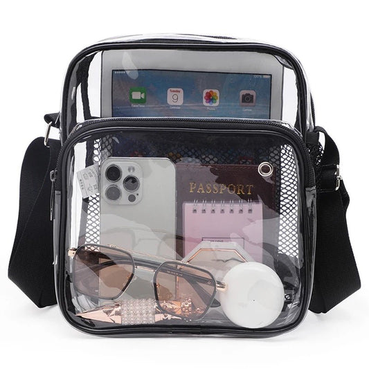 TINYAT Women Lightweight Mesh Strap Waterproof Transparent pvc Bags Put Lost Headphone Jack Umbrella Cell Phone 9.7 inch iPad - Chic Cart