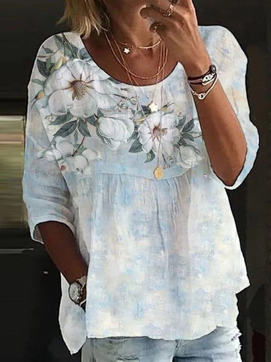 Temperament Loose Blouse Fashion Casual Woman Shirt Elegant Short Sleeve Blouse Holiday Weekend Top - Chic Cart