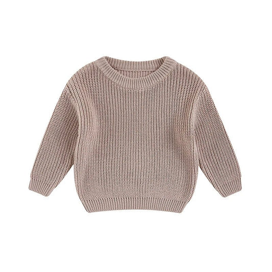Cute Toddler Unisex Cable Knit Sweater Warm Cozy Round Neck Long Sleeve Pullover Jumper for Autumn Winter Season - Chic Cart