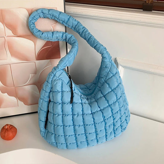 Women Cloud Hobo Bag Large Capacity Quilted Stylish Commuting Bags Solid Color Fashion Padded Sling Bag Puffer Shoulder Bags - Chic Cart