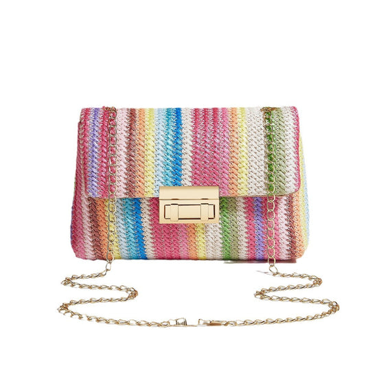 Women's Cross-body Bag Straw Lock Simple Small Square Bag