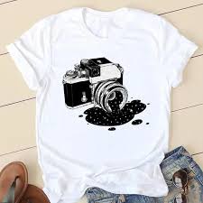 Women's T Shirt Summer Fashion Girl Bag Printed Ladies T-shirt Casual Short Sleeve Female Clothing Top Tee White T-shirt - Chic Cart