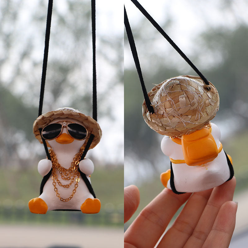 Car Pendant Cute Anime Little Duck Swing Auto Rearview Mirror Hanging Ornaments Interior Decoraction Accessories For Girls Gifts AMI Cart