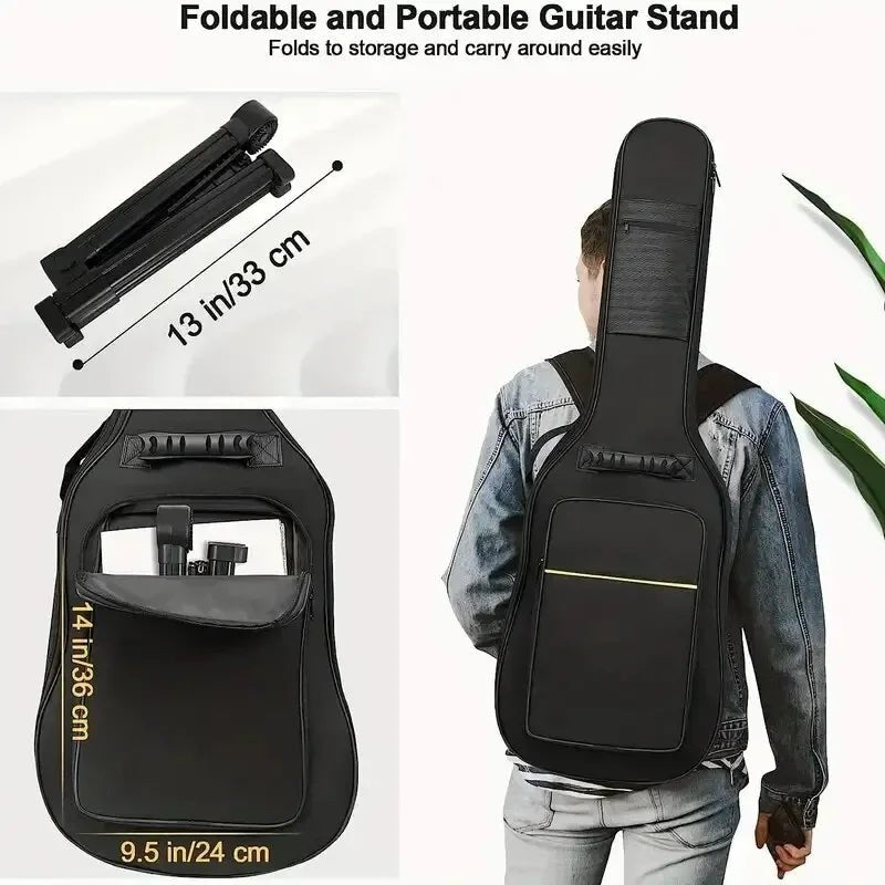 Folding Guitar Stand Upright Guitar Stand for Acoustic Guitars Electric and Bass Portable and Lightweight Easy Floor Stand - Chic Cart AMI Cart