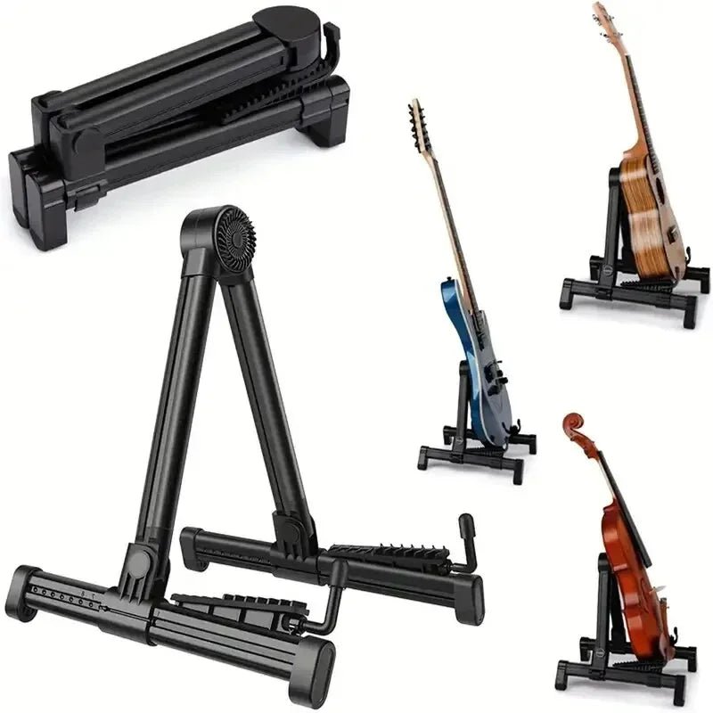 Folding Guitar Stand Upright Guitar Stand for Acoustic Guitars Electric and Bass Portable and Lightweight Easy Floor Stand - Chic Cart AMI Cart