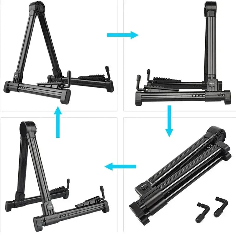 Folding Guitar Stand Upright Guitar Stand for Acoustic Guitars Electric and Bass Portable and Lightweight Easy Floor Stand - Chic Cart AMI Cart