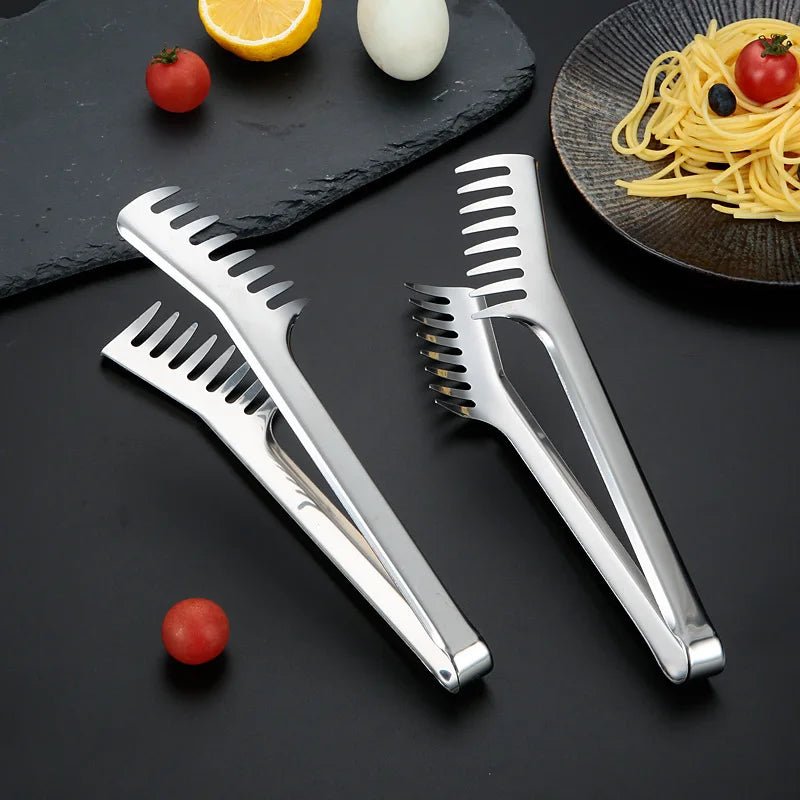 Kitchen Food Tongs Stainless Steel Color Comb Type Meal Clip Non Stick Cookware Salad Beef Buffet Clamp Home Accessories - Chic Cart AMI Cart