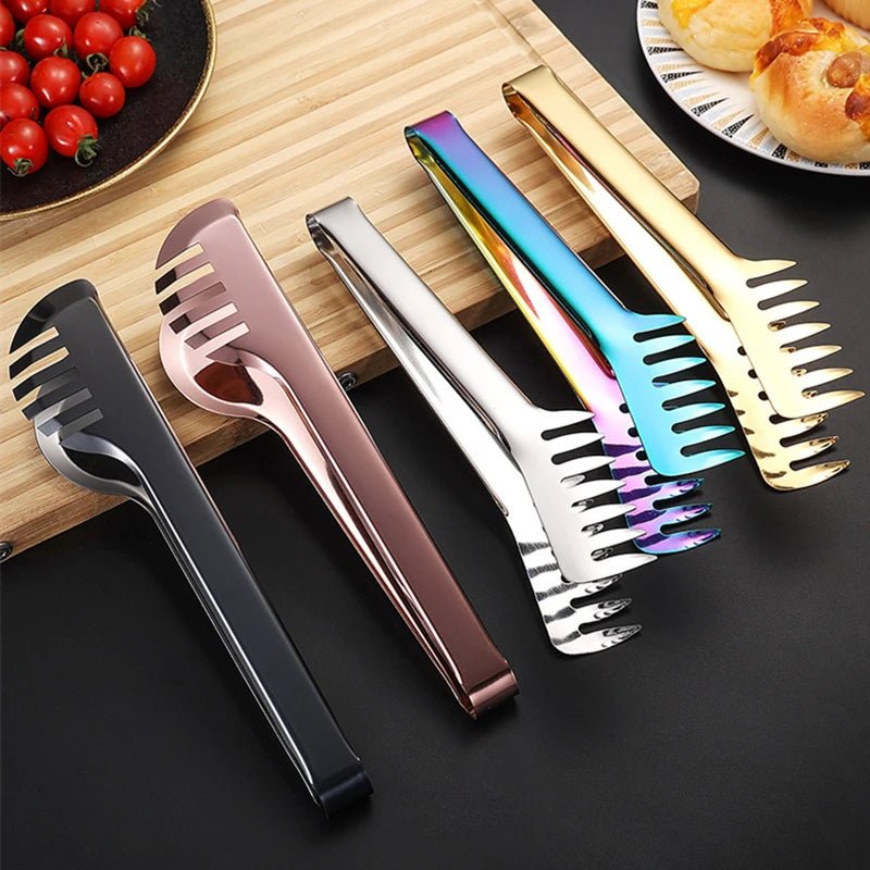 Kitchen Food Tongs Stainless Steel Color Comb Type Meal Clip Non Stick Cookware Salad Beef Buffet Clamp Home Accessories - Chic Cart AMI Cart