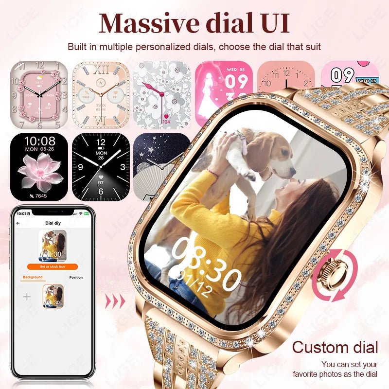 LIGE Smart Watches for Women Waterproof Bluetooth Call Fitness Tracker Smartwatch Mujer Digital Womens Watch Heart Rate Monitor - Chic Cart AMI Cart
