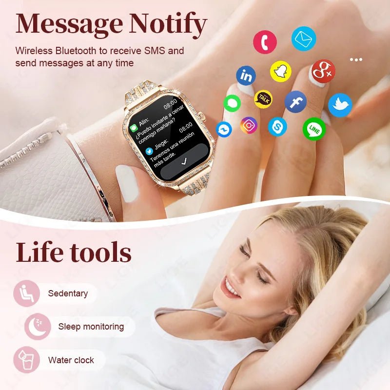 LIGE Smart Watches for Women Waterproof Bluetooth Call Fitness Tracker Smartwatch Mujer Digital Womens Watch Heart Rate Monitor - Chic Cart AMI Cart