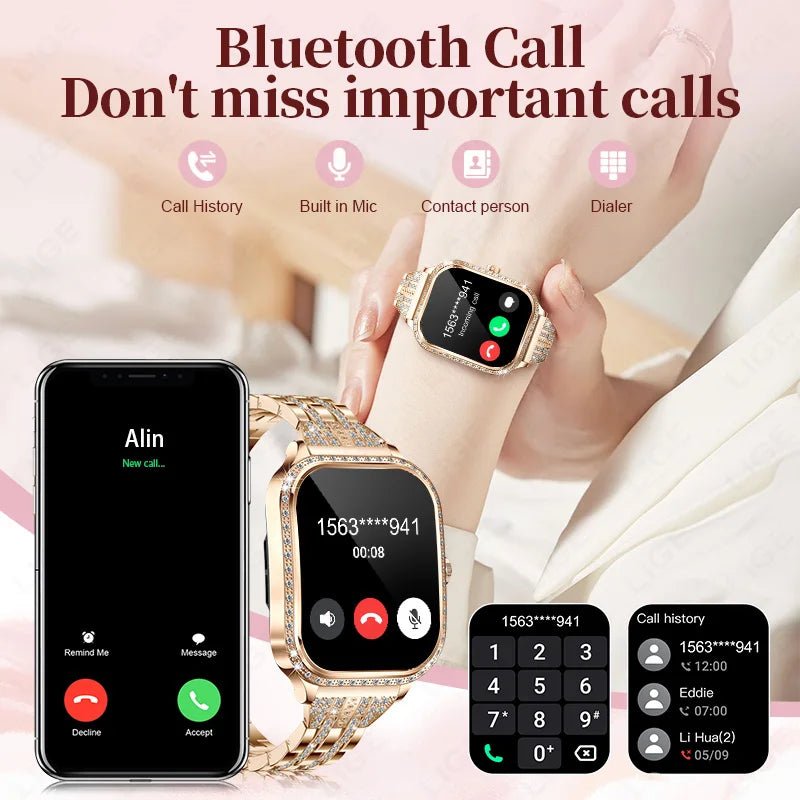 LIGE Smart Watches for Women Waterproof Bluetooth Call Fitness Tracker Smartwatch Mujer Digital Womens Watch Heart Rate Monitor - Chic Cart AMI Cart