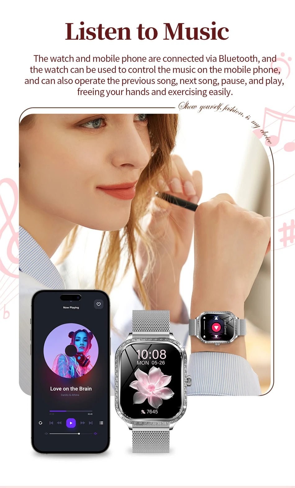 LIGE Smart Watches for Women Waterproof Bluetooth Call Fitness Tracker Smartwatch Mujer Digital Womens Watch Heart Rate Monitor - Chic Cart AMI Cart