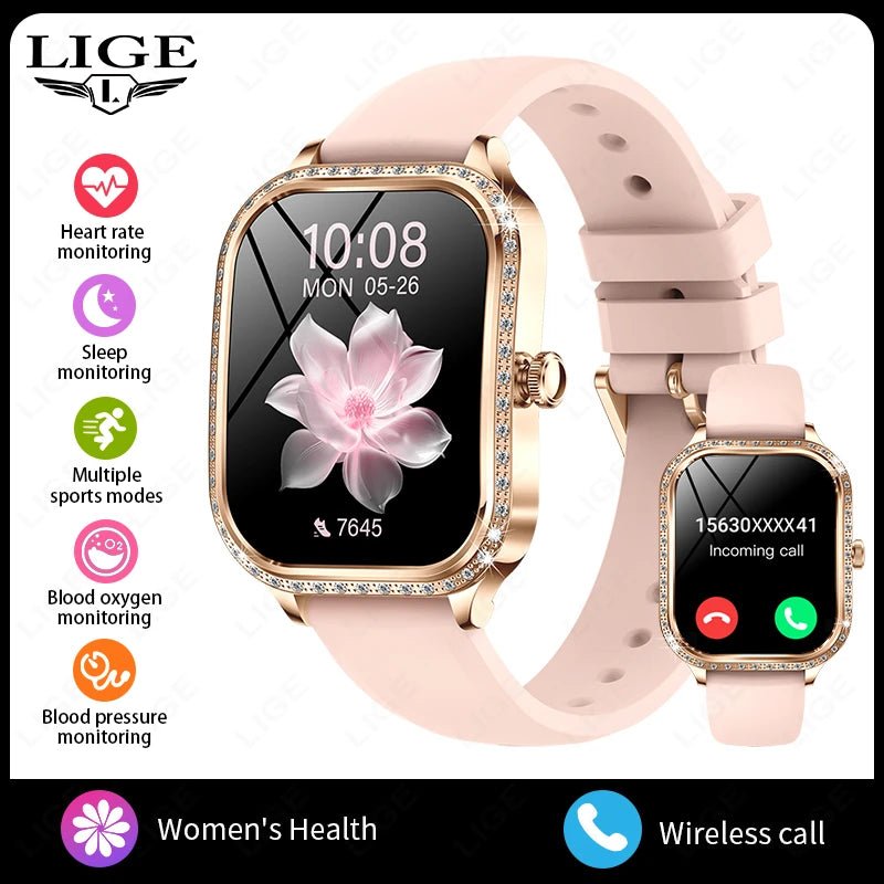LIGE Smart Watches for Women Waterproof Bluetooth Call Fitness Tracker Smartwatch Mujer Digital Womens Watch Heart Rate Monitor - Chic Cart AMI Cart