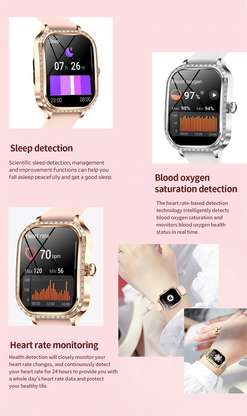 LIGE Smart Watches for Women Waterproof Bluetooth Call Fitness Tracker Smartwatch Mujer Digital Womens Watch Heart Rate Monitor - Chic Cart AMI Cart