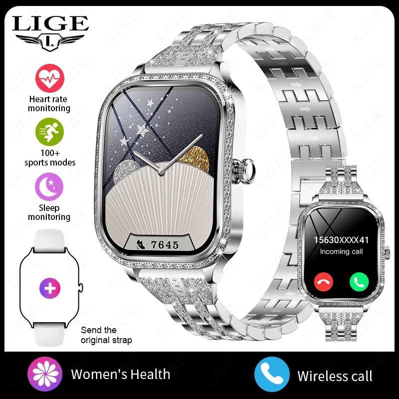 LIGE Smart Watches for Women Waterproof Bluetooth Call Fitness Tracker Smartwatch Mujer Digital Womens Watch Heart Rate Monitor - Chic Cart AMI Cart