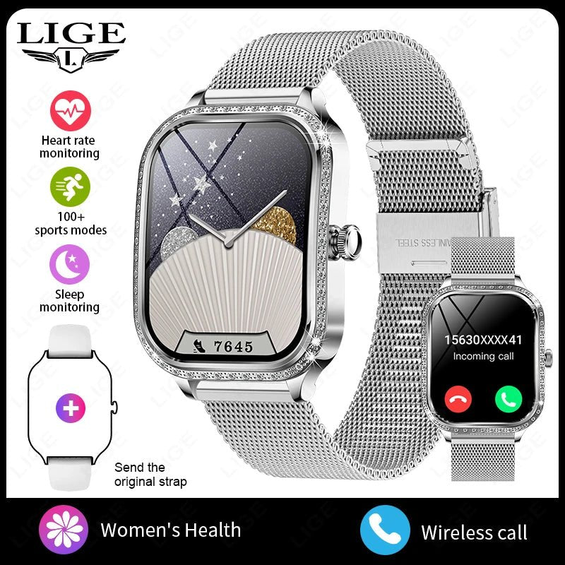 LIGE Smart Watches for Women Waterproof Bluetooth Call Fitness Tracker Smartwatch Mujer Digital Womens Watch Heart Rate Monitor - Chic Cart AMI Cart