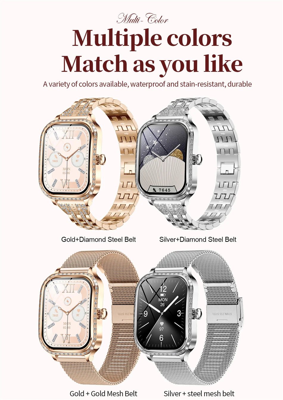 LIGE Smart Watches for Women Waterproof Bluetooth Call Fitness Tracker Smartwatch Mujer Digital Womens Watch Heart Rate Monitor - Chic Cart AMI Cart