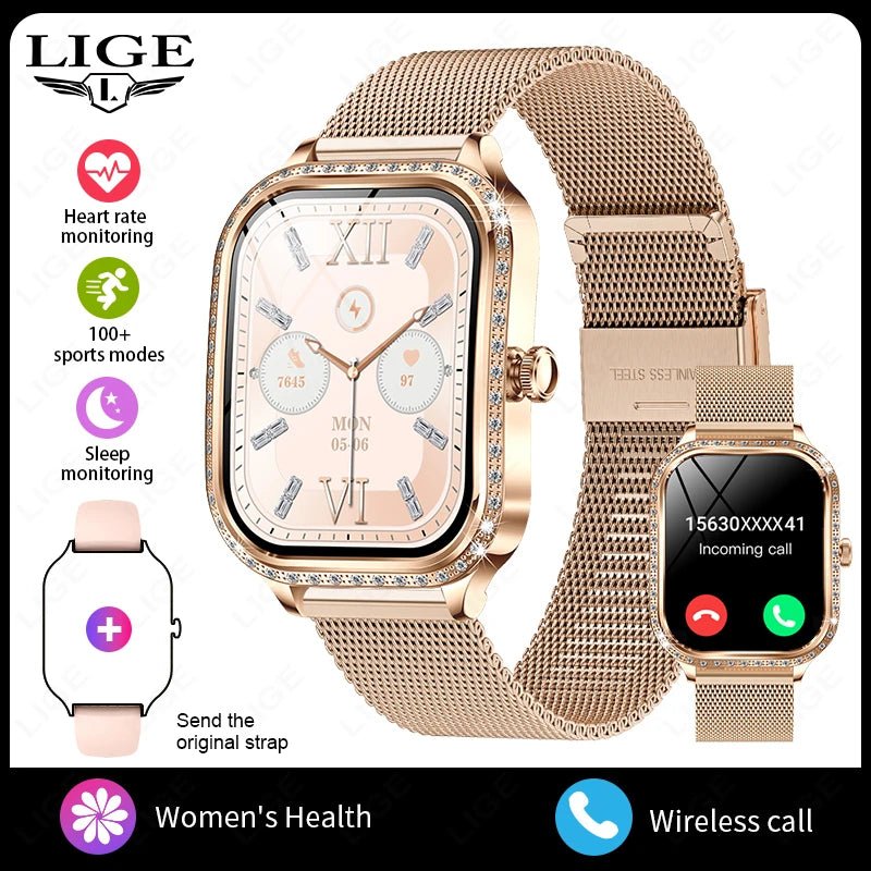 LIGE Smart Watches for Women Waterproof Bluetooth Call Fitness Tracker Smartwatch Mujer Digital Womens Watch Heart Rate Monitor - Chic Cart AMI Cart
