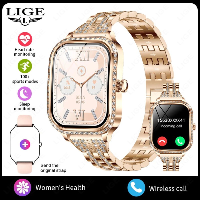 LIGE Smart Watches for Women Waterproof Bluetooth Call Fitness Tracker Smartwatch Mujer Digital Womens Watch Heart Rate Monitor - Chic Cart AMI Cart