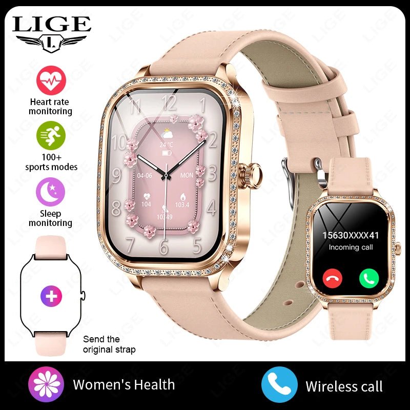LIGE Smart Watches for Women Waterproof Bluetooth Call Fitness Tracker Smartwatch Mujer Digital Womens Watch Heart Rate Monitor - Chic Cart AMI Cart