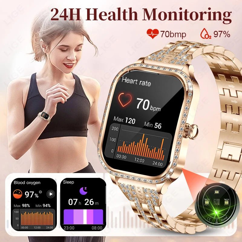 LIGE Smart Watches for Women Waterproof Bluetooth Call Fitness Tracker Smartwatch Mujer Digital Womens Watch Heart Rate Monitor - Chic Cart AMI Cart