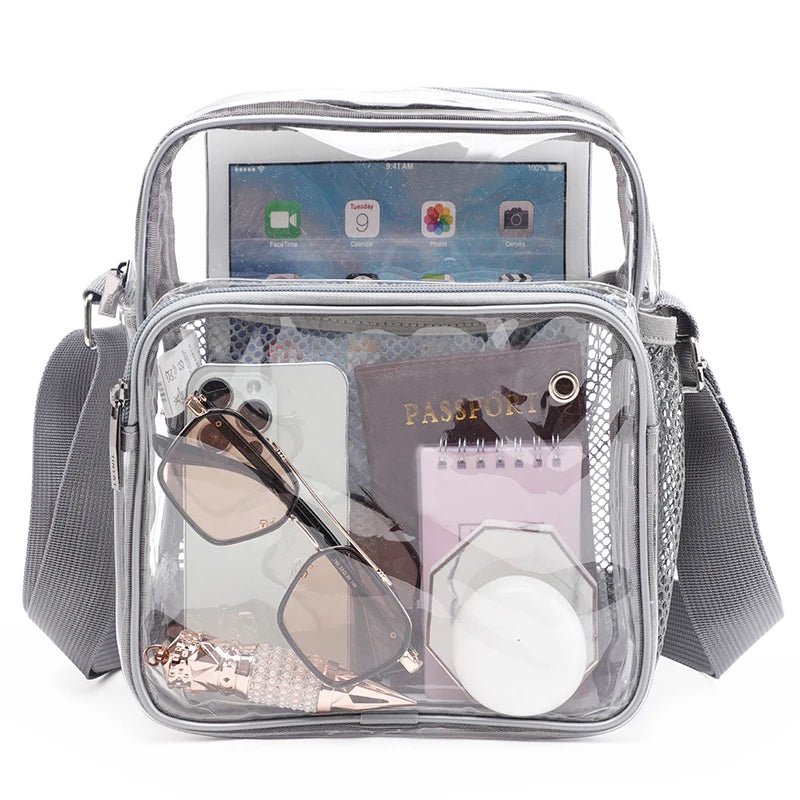 TINYAT Women Lightweight Mesh Strap Waterproof Transparent pvc Bags Put Lost Headphone Jack Umbrella Cell Phone 9.7 inch iPad - Chic Cart AMI Cart