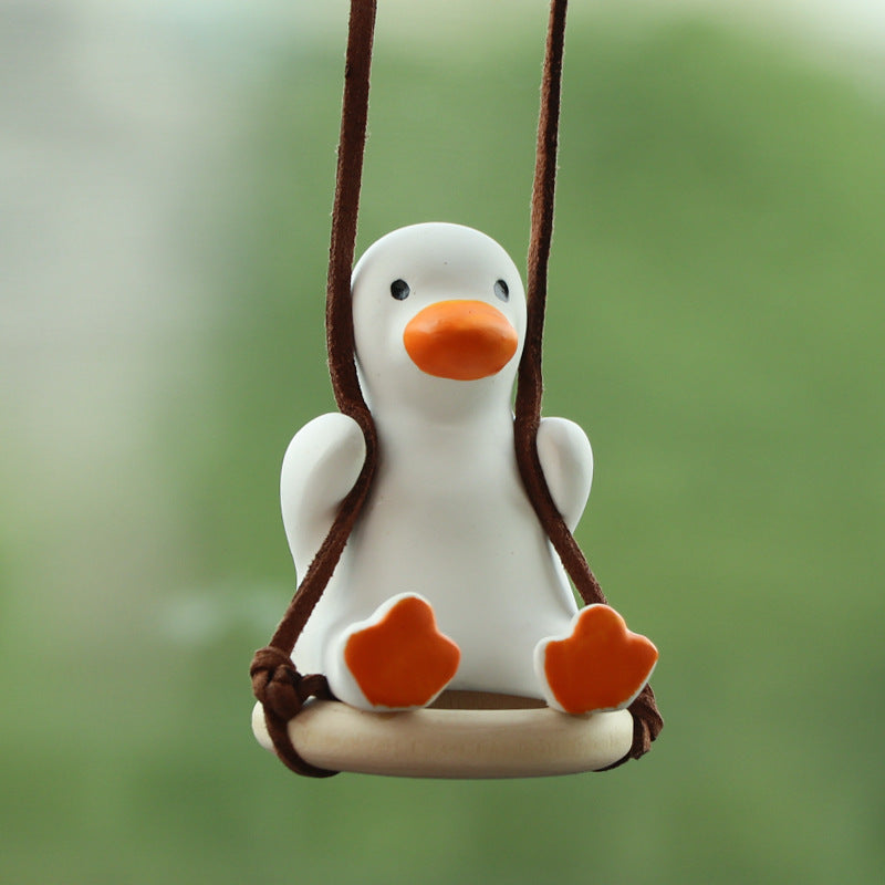 Car Pendant Cute Anime Little Duck Swing Auto Rearview Mirror Hanging Ornaments Interior Decoraction Accessories For Girls Gifts AMI Cart