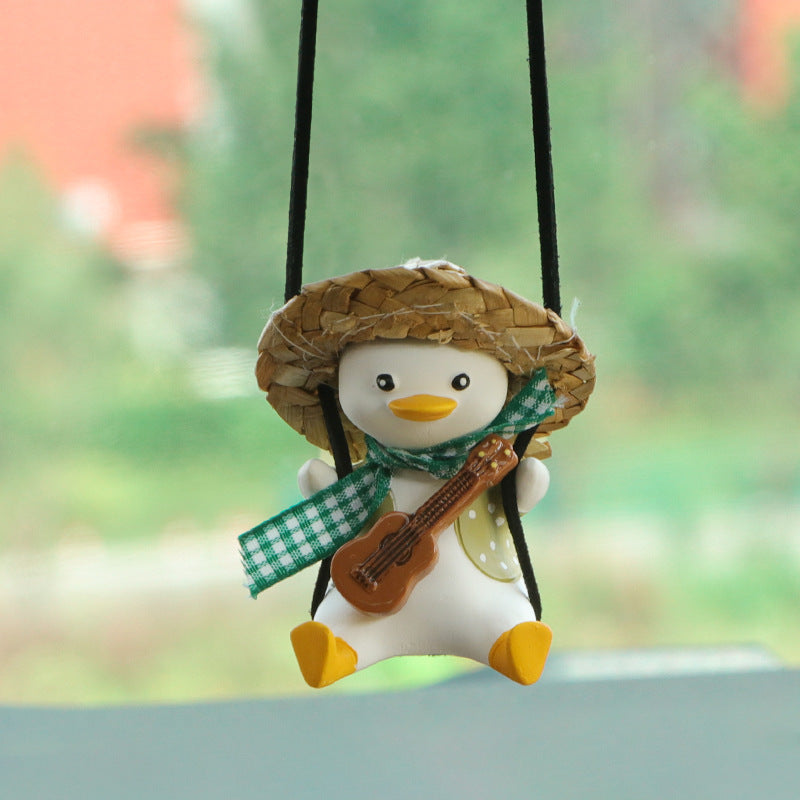 Car Pendant Cute Anime Little Duck Swing Auto Rearview Mirror Hanging Ornaments Interior Decoraction Accessories For Girls Gifts AMI Cart