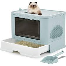 Foldable Cat Litter Box Front Entry & Top Exit Toilet Boxes