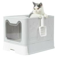 Foldable Cat Litter Box Front Entry & Top Exit Toilet Boxes