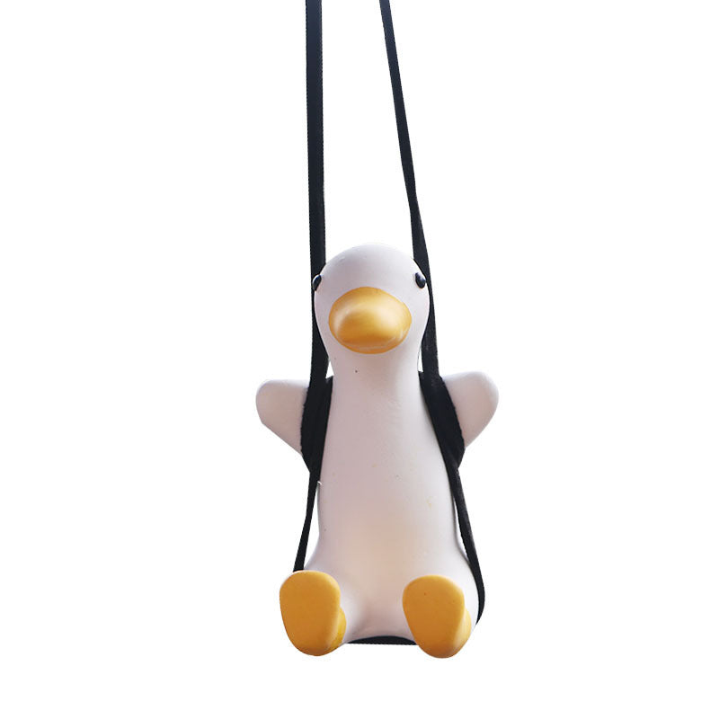 Car Pendant Cute Anime Little Duck Swing Auto Rearview Mirror Hanging Ornaments Interior Decoraction Accessories For Girls Gifts AMI Cart