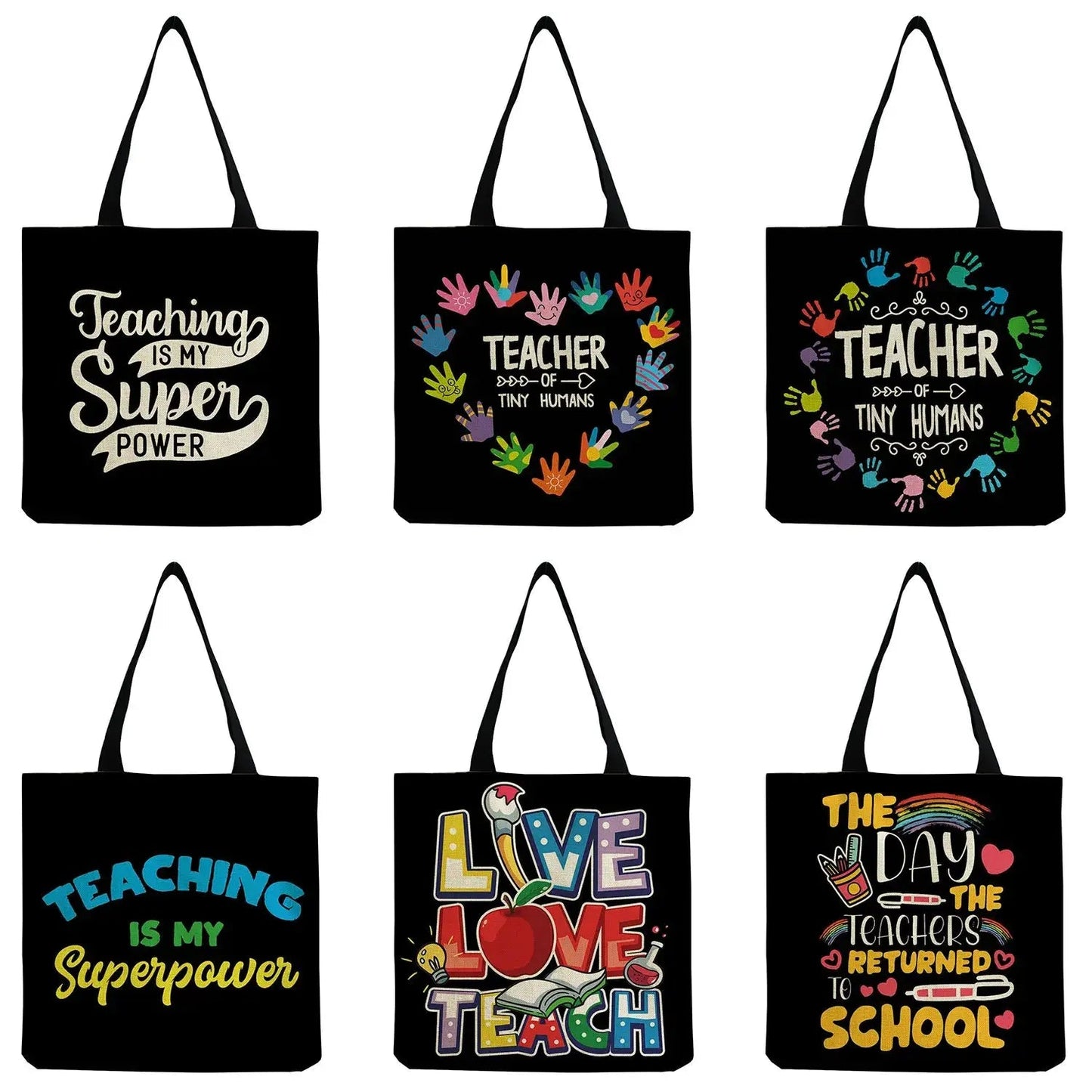 Shopper Bags Outdoor High Capacity Foldable Customizable Bag Eco Friendly Shoulder Bag Portable School Teacher Gift - Chic Cart