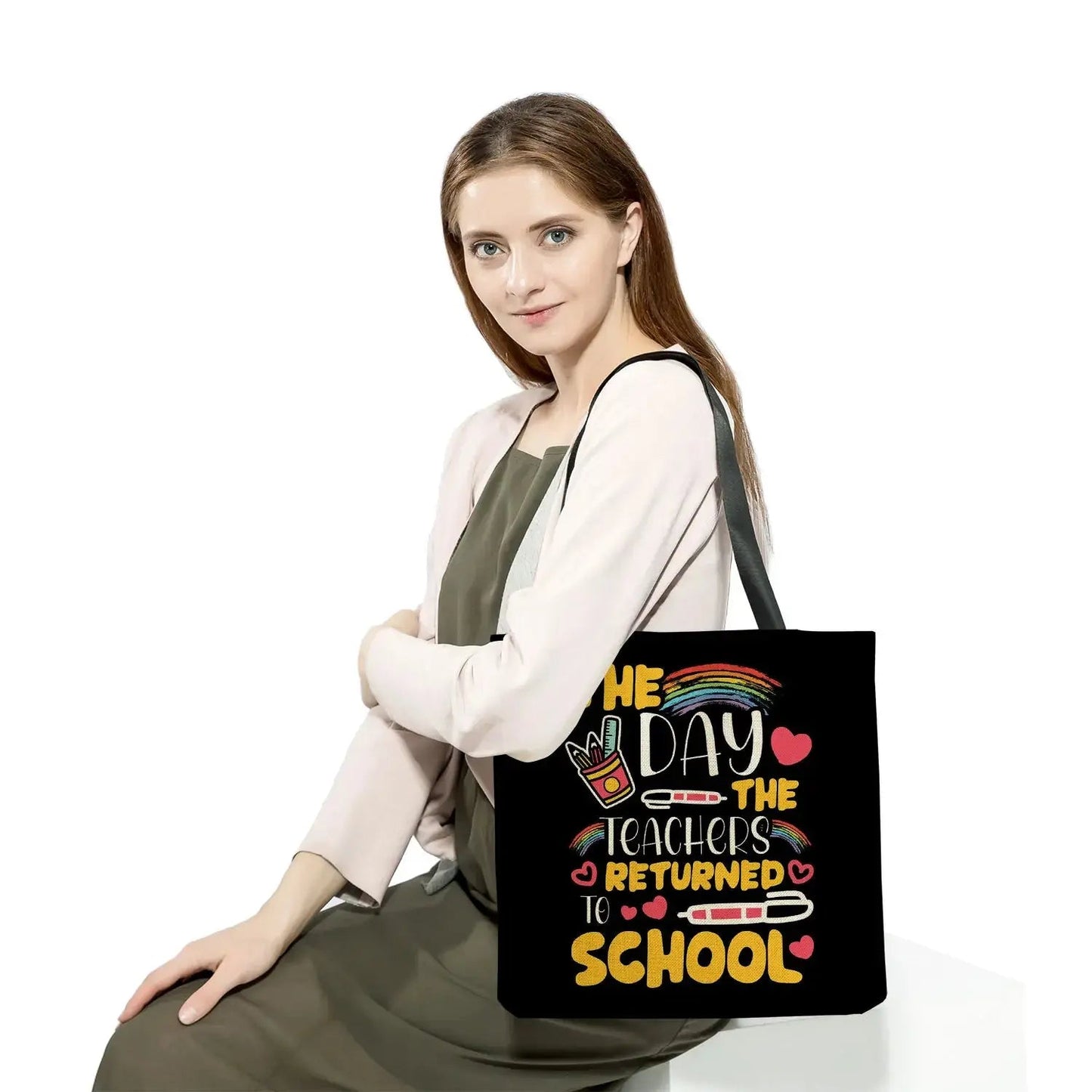 Shopper Bags Outdoor High Capacity Foldable Customizable Bag Eco Friendly Shoulder Bag Portable School Teacher Gift - Chic Cart