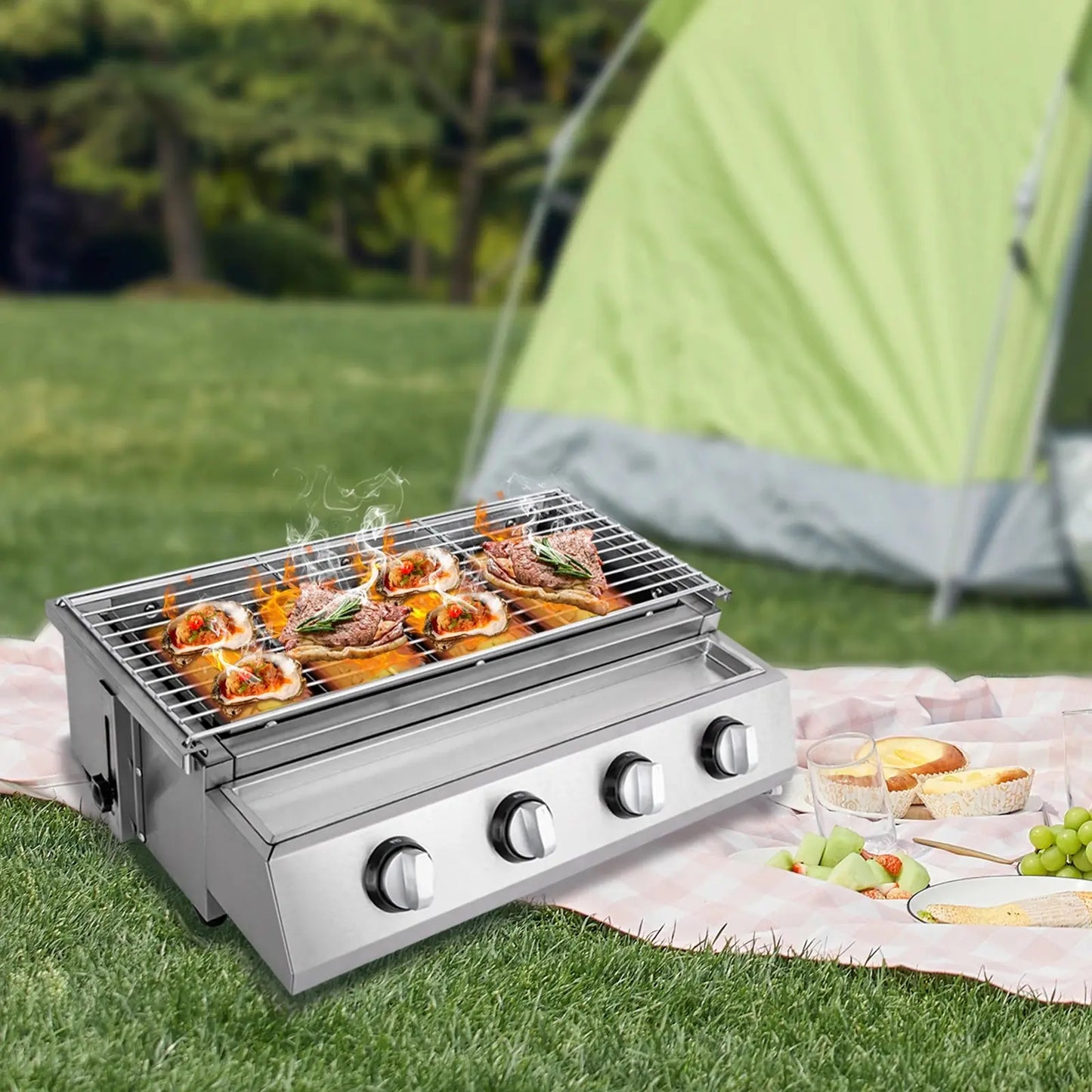 BBQ Propane Gas Stove Grill Stainless Steel Patio Garden Barbecue Grill - Chic Cart