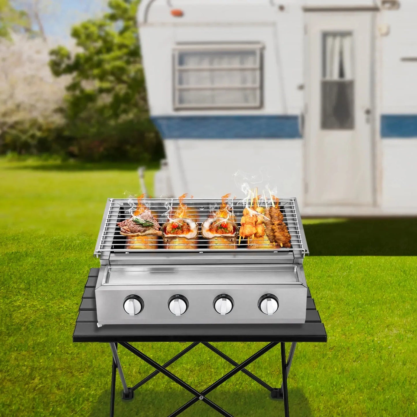 BBQ Propane Gas Stove Grill Stainless Steel Patio Garden Barbecue Grill - Chic Cart