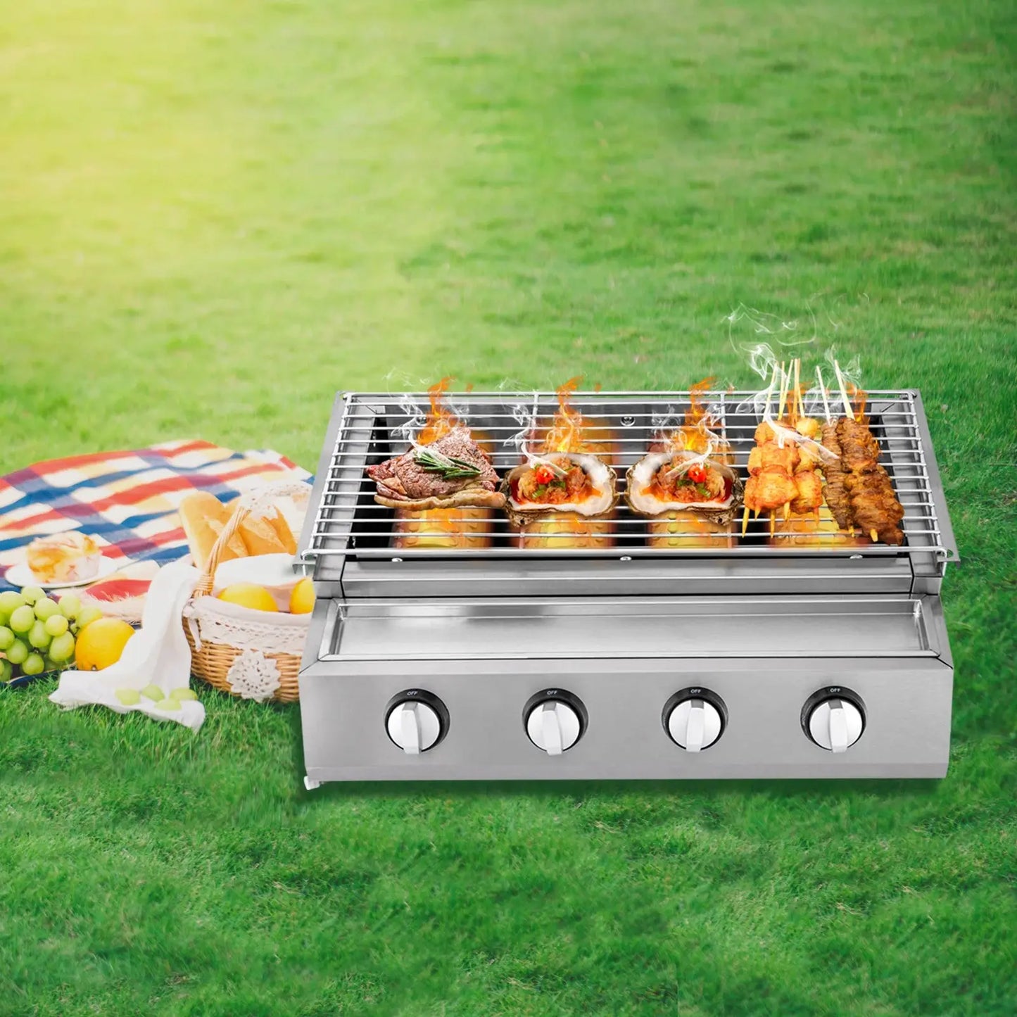 BBQ Propane Gas Stove Grill Stainless Steel Patio Garden Barbecue Grill - Chic Cart