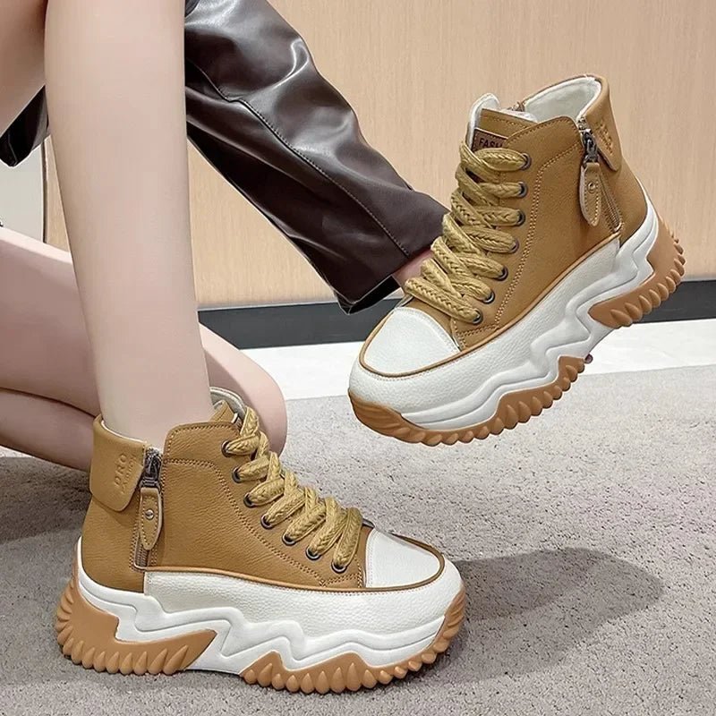 Women The New Platform Sneakers Black Shoes Spring Autumn Genuine Leather Trainers Keep Warm Fashion Boots Winter Booties botas - Chic Cart AMI Cart