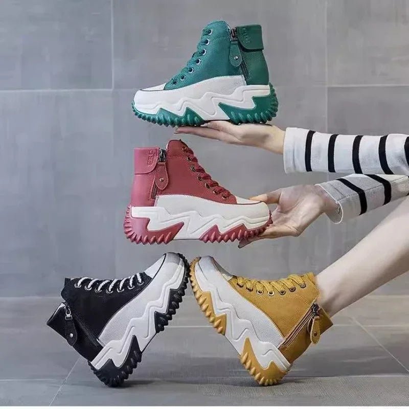 Women The New Platform Sneakers Black Shoes Spring Autumn Genuine Leather Trainers Keep Warm Fashion Boots Winter Booties botas - Chic Cart AMI Cart