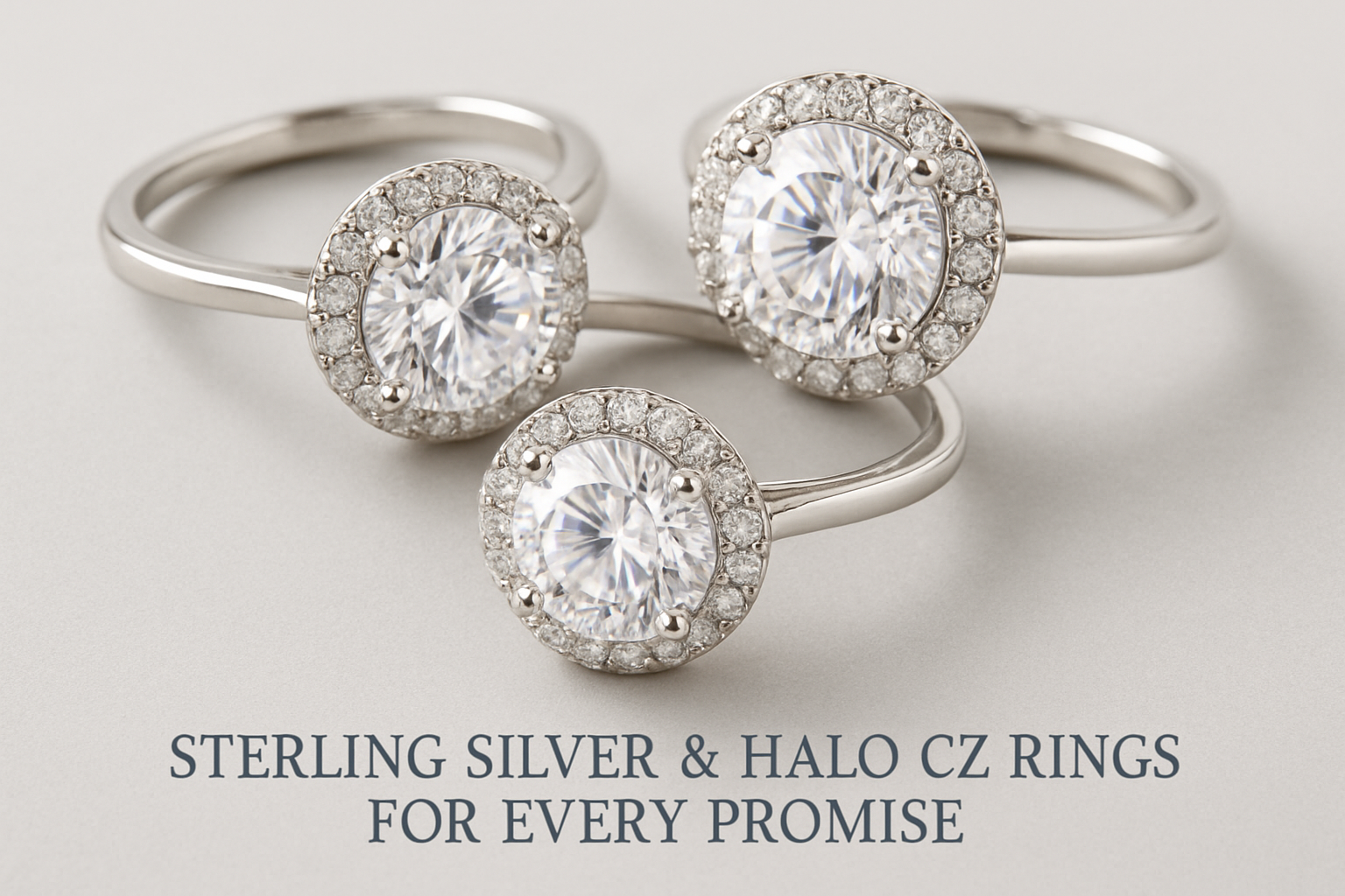 Dazzle with Love: Sterling Silver and Halo CZ Rings for Every Promise