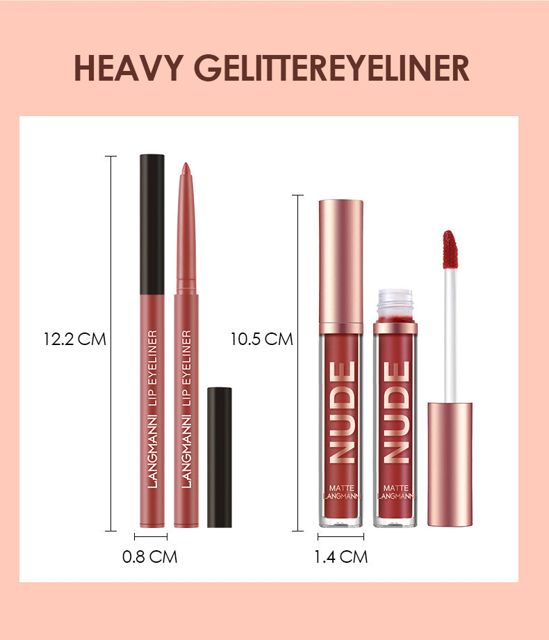 Lip Liner And Lipstick Makeup 12 Pcs Set 6 Matte Lipstick 6 Lip Liner Pen