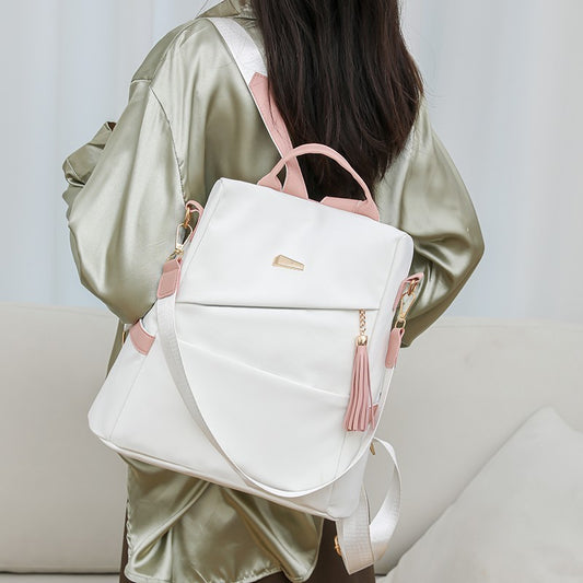 Oxford Cloth Stitching Women'S Backpack Anti-Thef.