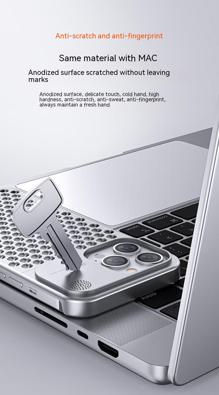 Aluminum Alloy Phone Case For 14 13 Pro Max Plus Hollow Heat Dissipation Anti-fall Full Body Shockproof Phone Cove