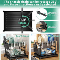 Dish Rack, 2 Tier Utensil Holder, Rustproof Dish Drying Rack