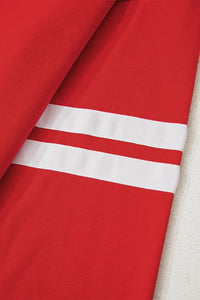 Fiery Red Varsity Striped Detail Drop Shoulder Oversized Sweatshirt
