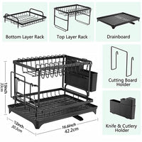Dish Rack, 2 Tier Utensil Holder, Rustproof Dish Drying Rack