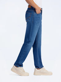 High Waist Retro Blue Smoke Straight Denim Pants