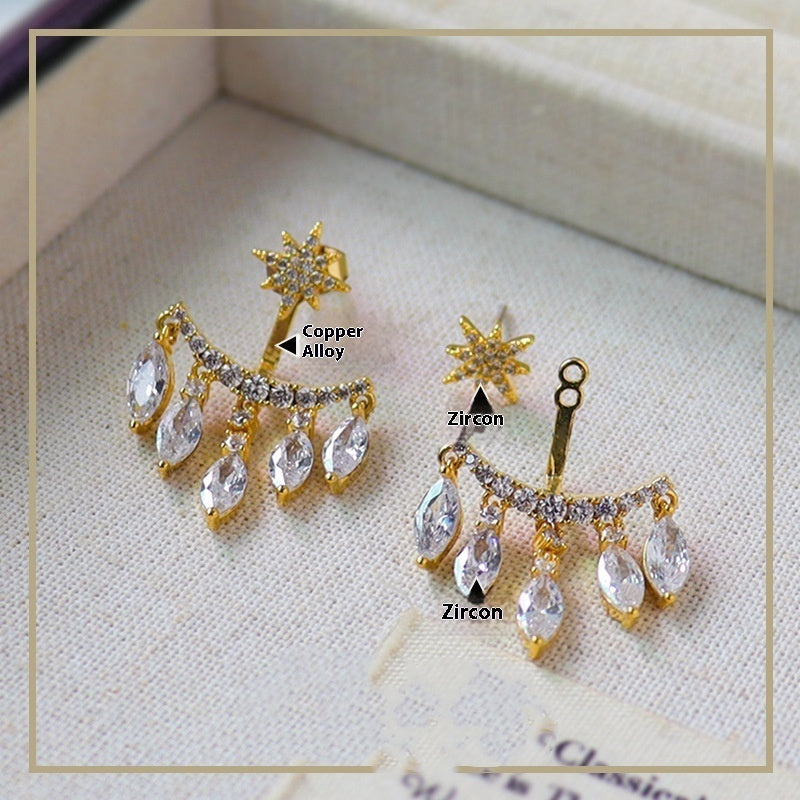 Awn Star Zircon Earrings Fashion Pendant Stud Earrings