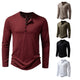 Mens Clothing Long Sleeve T-shirt Fashion Button Henry Collar