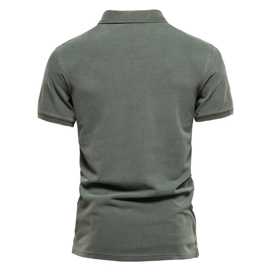 Lapel European And American Sports Men Twill Short Sleeve